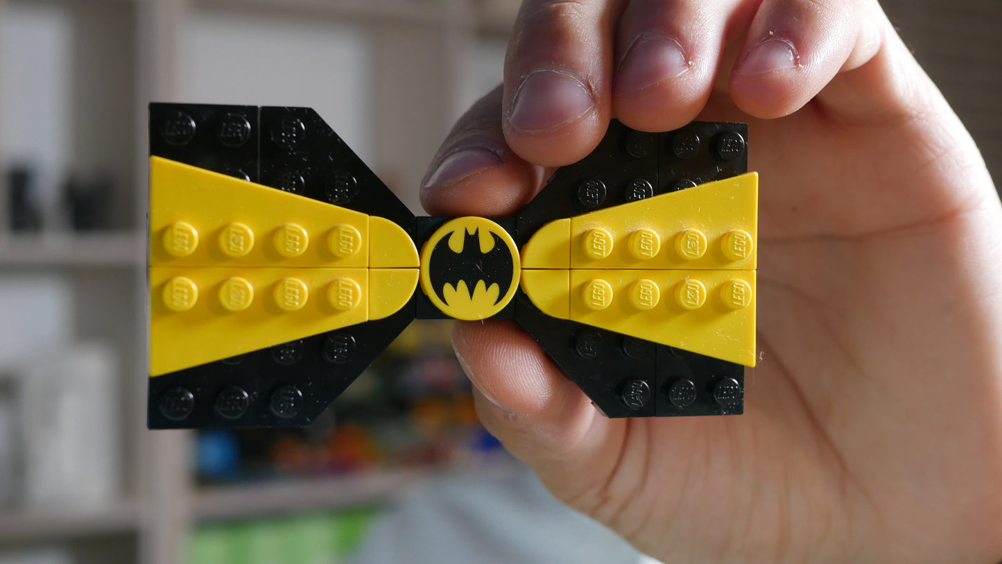 Black & Yellow Bat Superhero Bow Tie From LEGO bricks