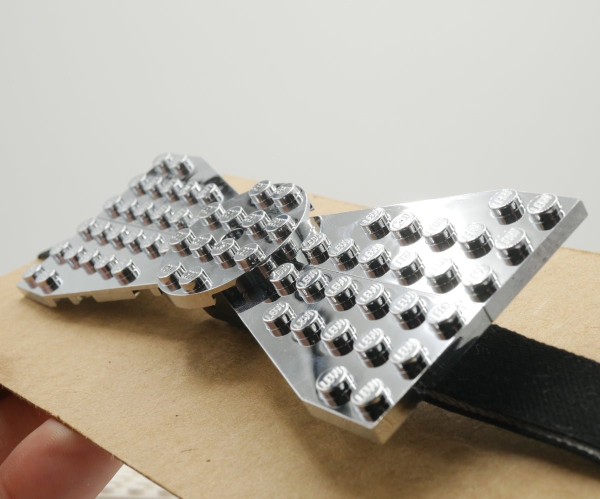 Adult Silver Bow Tie - Bow Tie Bleau - Bow Ties & Straps For The Brick Aficionado