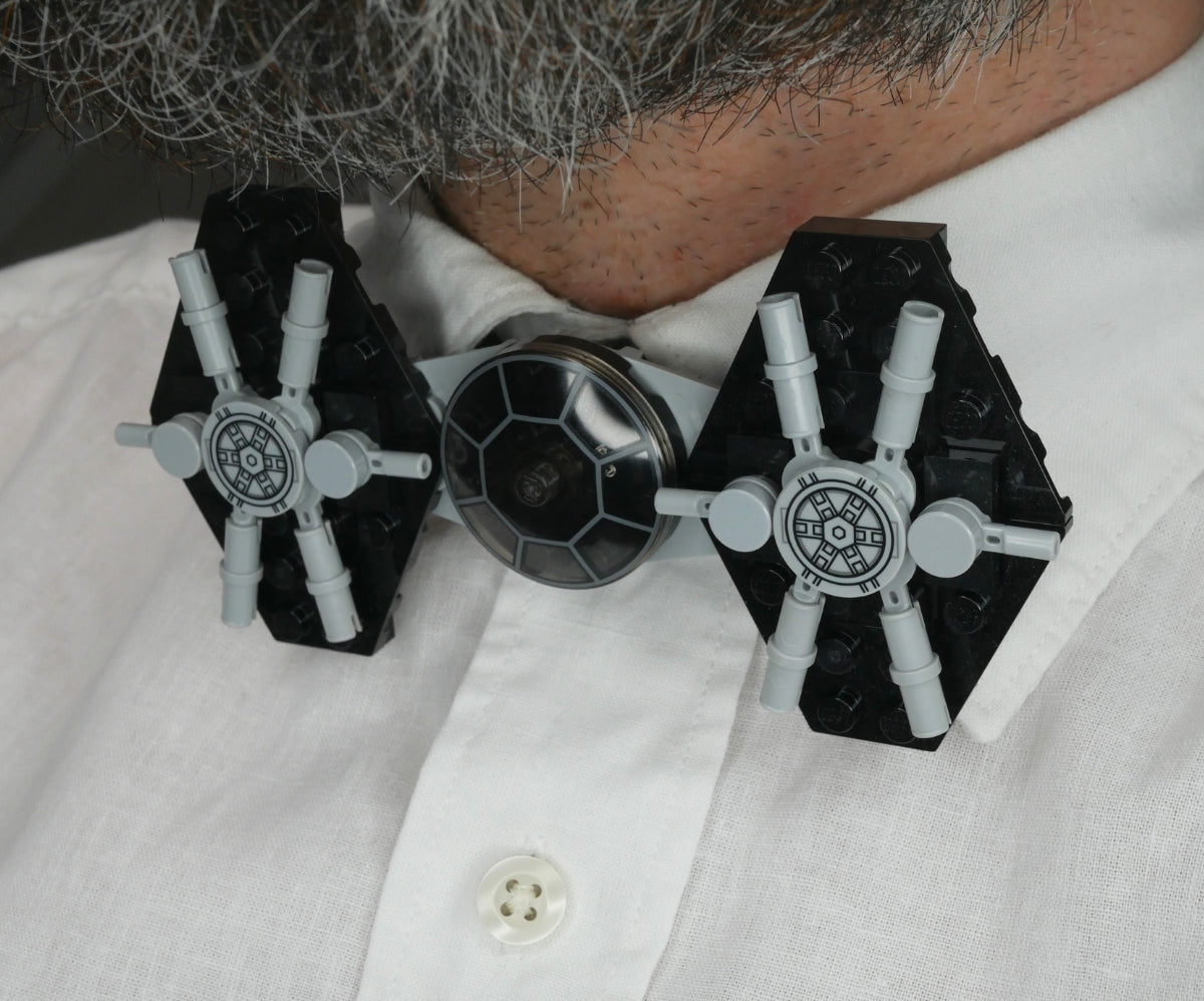Adult Black & Grey Space Fighter Bow Tie - Bow Tie Bleau - Bow Ties & Straps For The Brick Aficionado