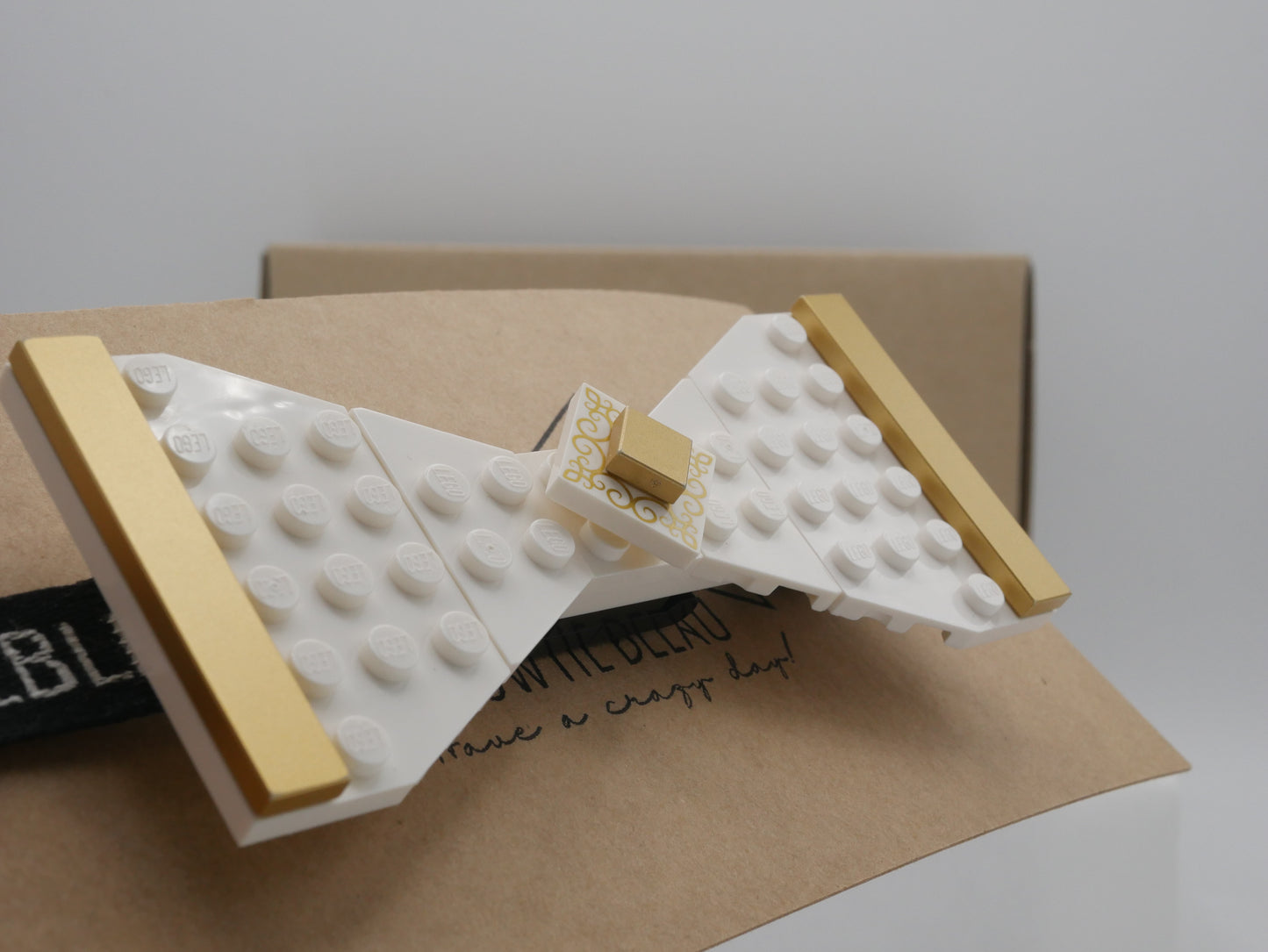 Regal Crest Bow Tie from LEGO bricks focus left
