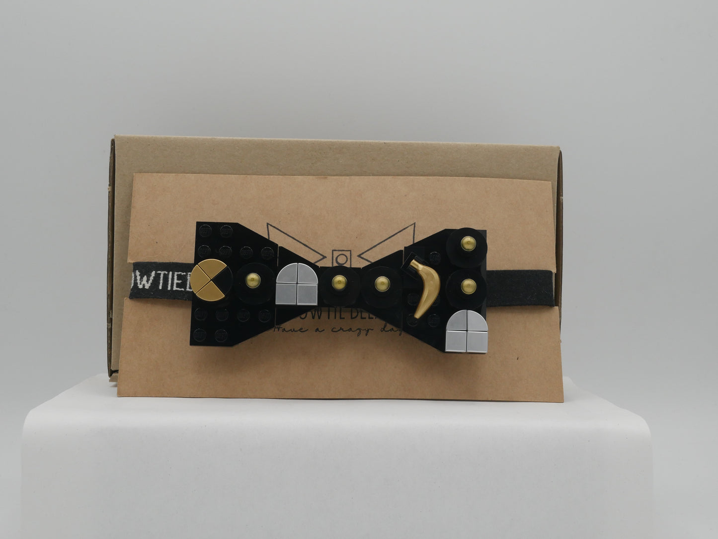 Retro Arcade Maze Game Bow Tie From LEGO Bricks in Metallic Gold And Silver Parts