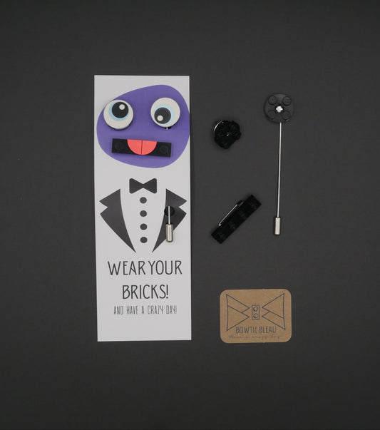 Wear Your Bricks Black Top Eyes With Pins On Side - Pin Badges, Lapel Pins & Brooches For Wearing Your LEGO® Bricks.JPG