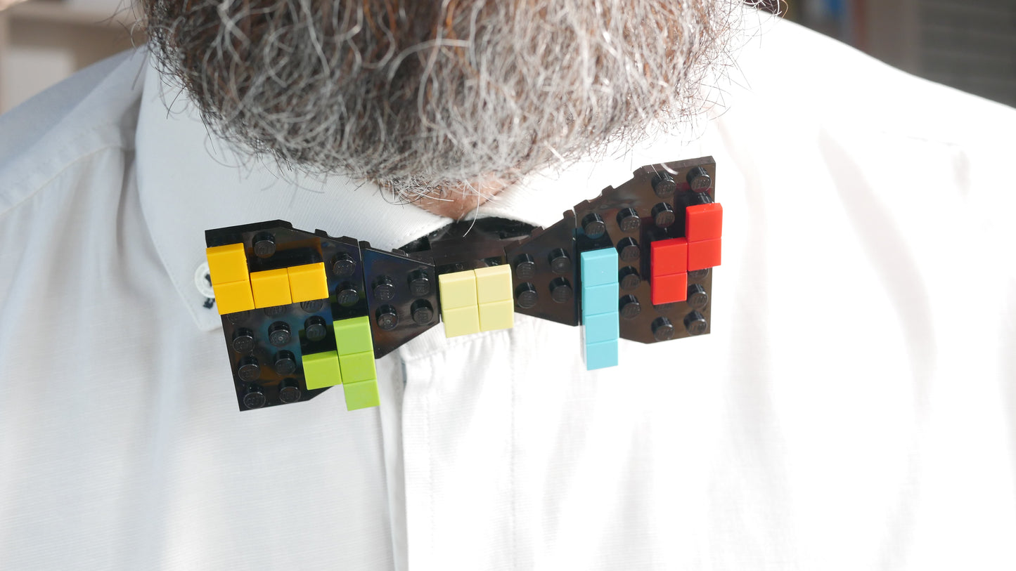 Retro Arcade Falling Blocks Bow Tie From LEGO Bricks