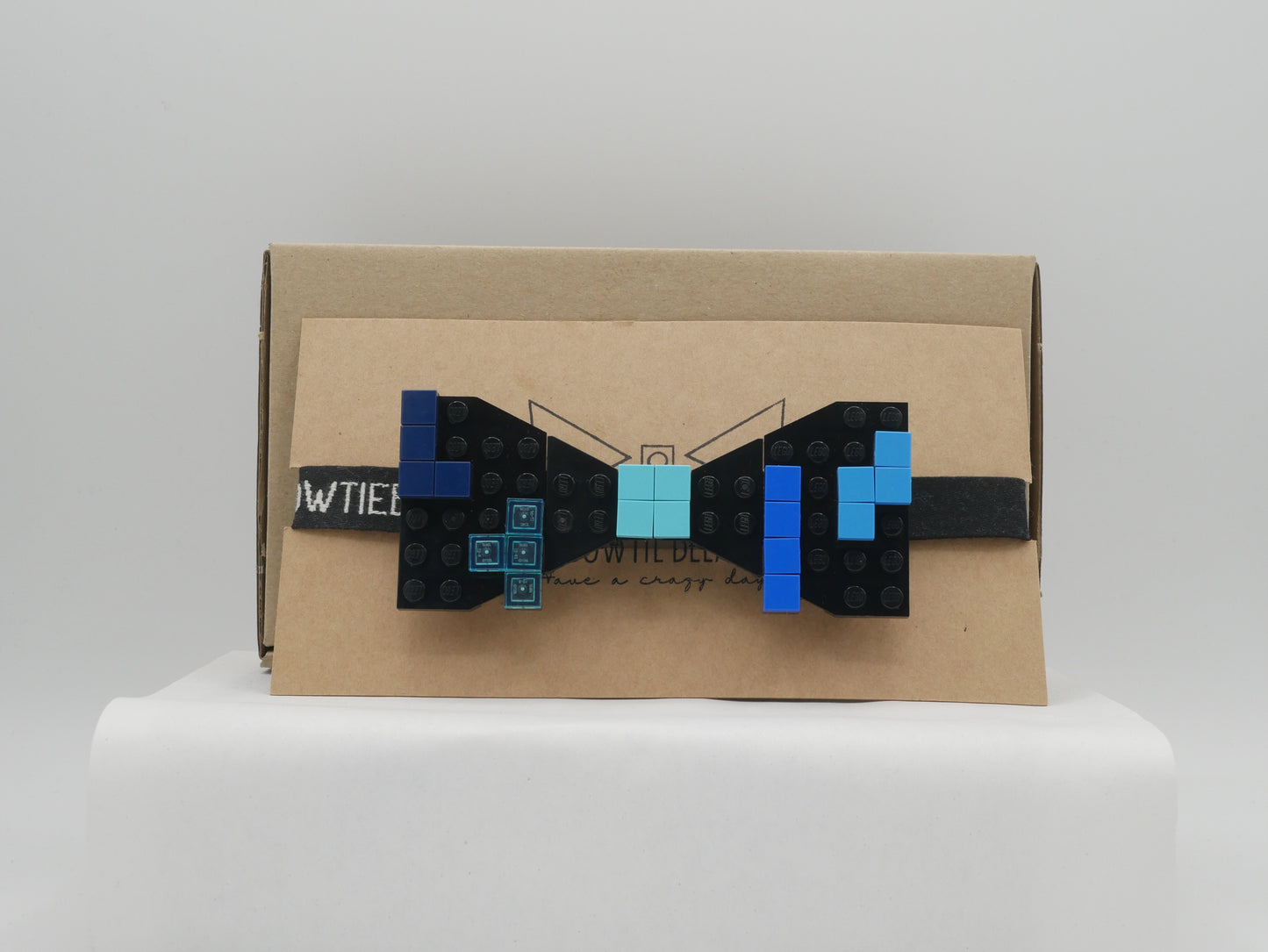 Retro Arcade Falling Blocks Game Bow Tie From LEGO Bricks in All Blue