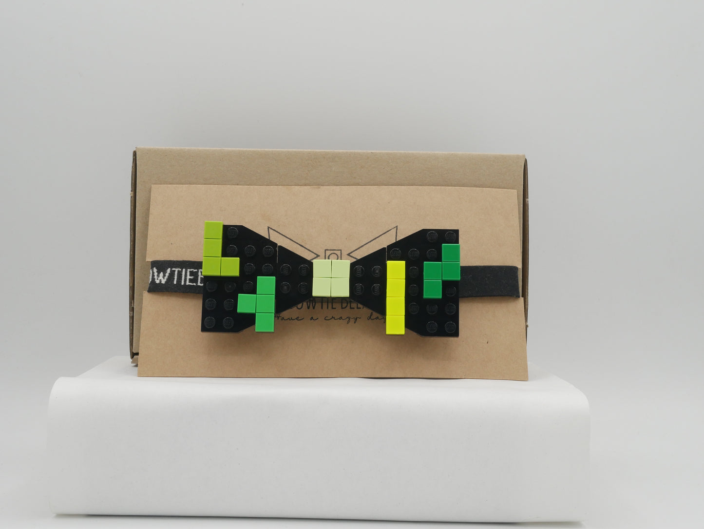 Retro Arcade Falling Blocks Game Bow Tie From LEGO Bricks in All Green