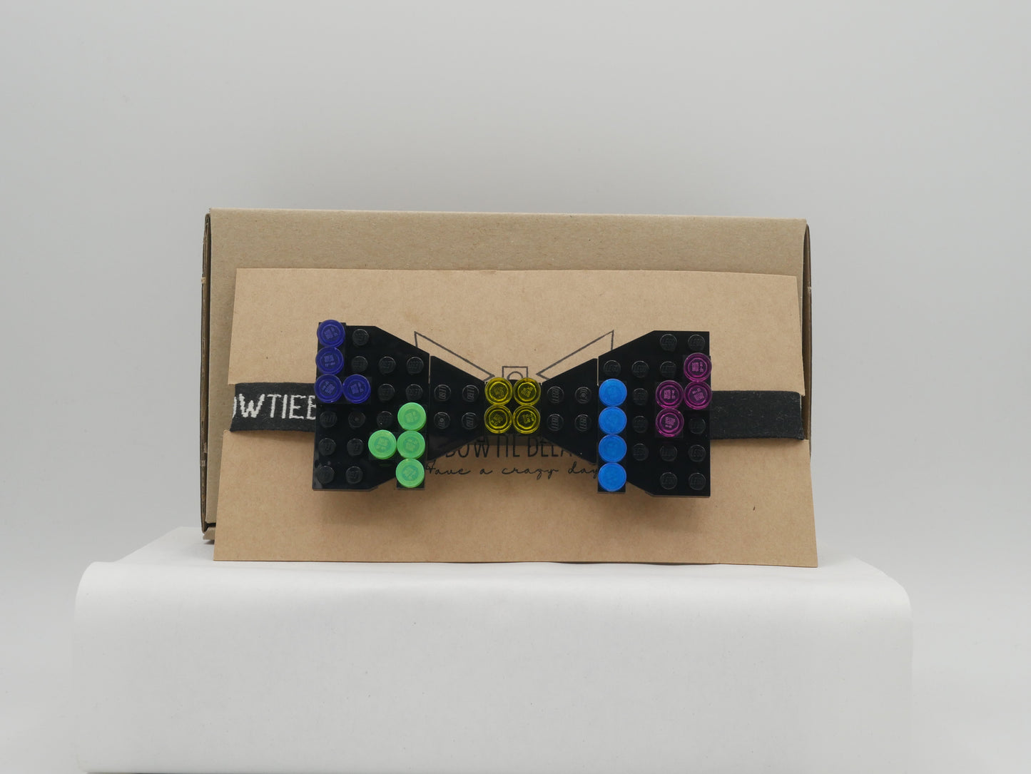 Retro Arcade Falling Blocks Game Bow Tie From LEGO Bricks with Transparent Parts