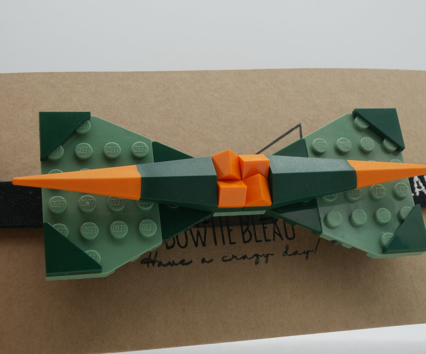 Sand Green & Orange Pointed Butterfly Bow Tie