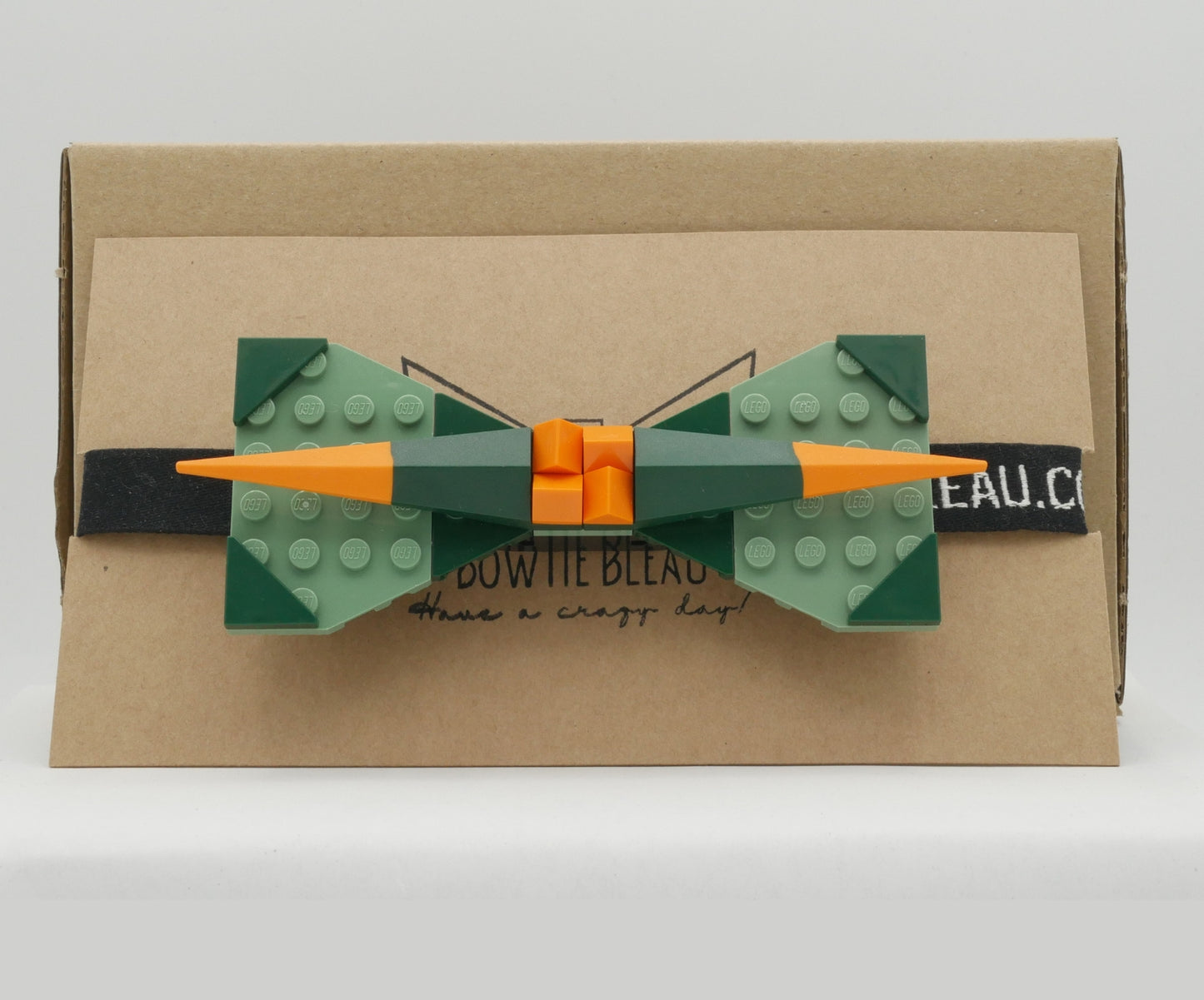 Sand Green & Orange Pointed Butterfly Bow Tie