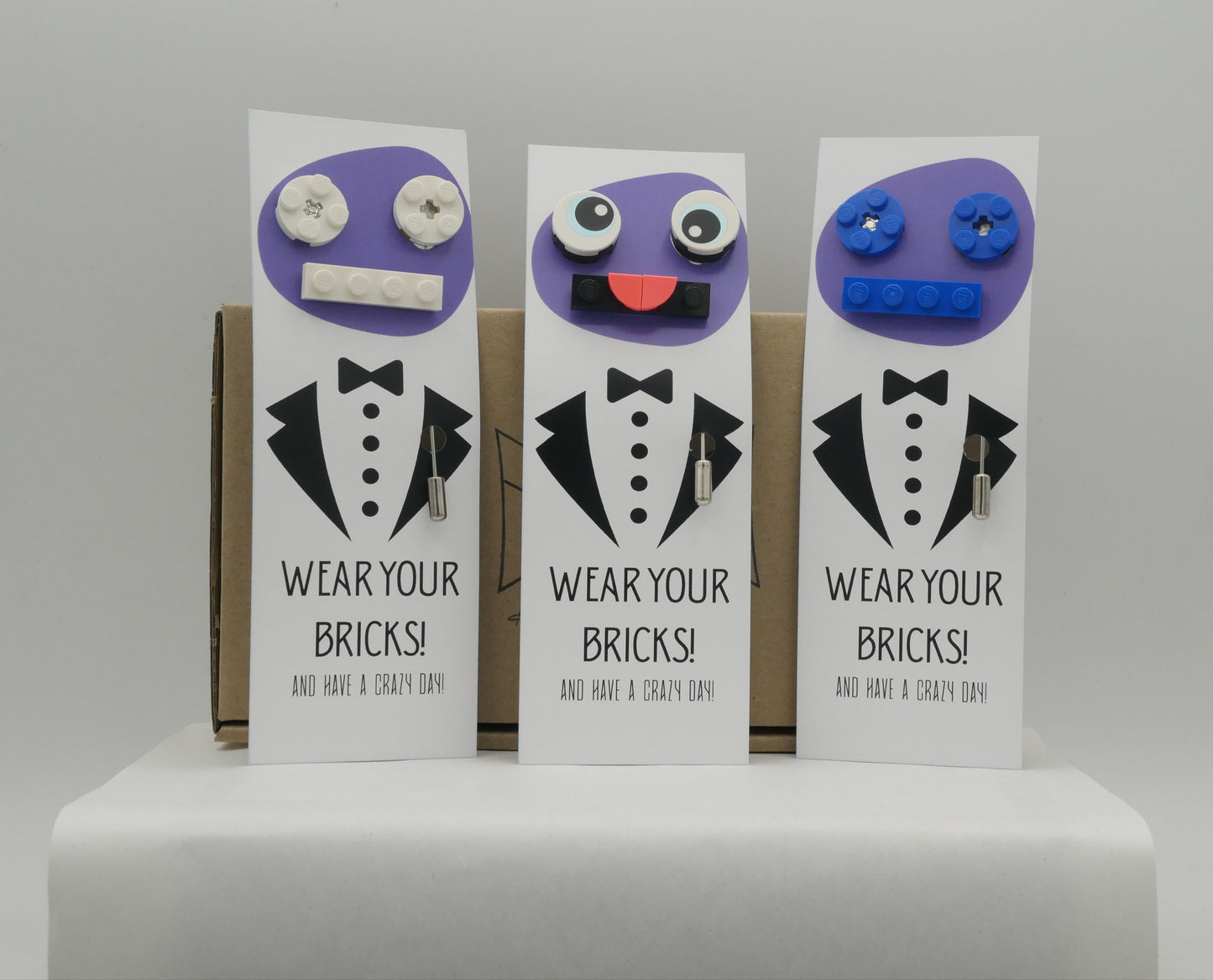 Wear Your Bricks 3 Pack Eyes and Tongue - Pin Badges, Lapel Pins & Brooches For Wearing Your LEGO® Bricks
